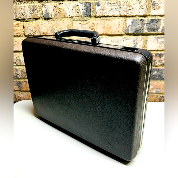 Vintage Samsonite Slim Hard Shell Brief Case Attache Carry-on Case Brown No Key - Picture 1 of 16